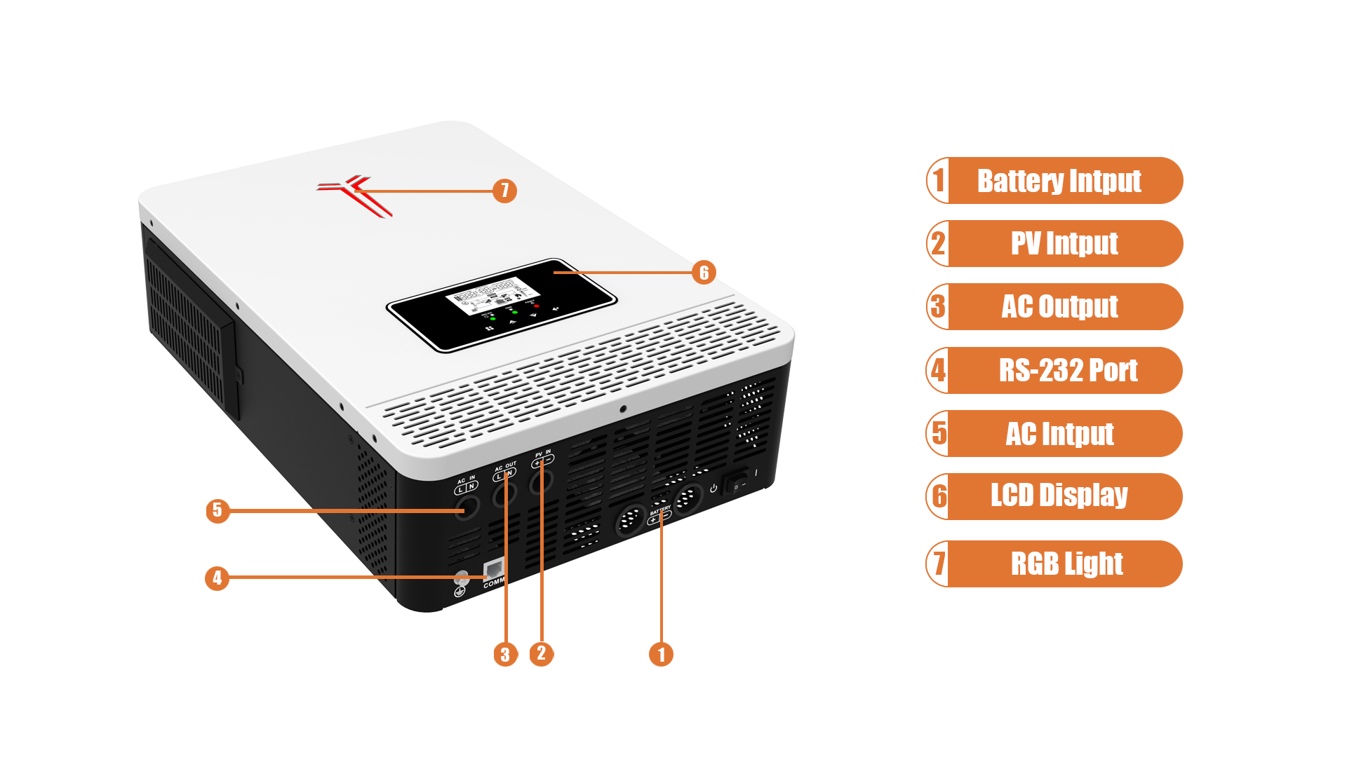 2KW Off-Grid Solar MPPT Inverter 12V 90-280VDC AC LCD Display Single Output 50/60Hz Frequency Solar Inverter