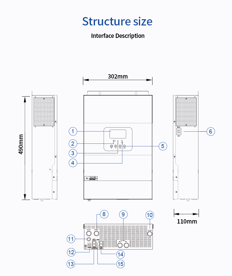 YWJ 3.5KW Hybrid Solar 24V Inverter MPPT Controller 450VDC 100A Pure Sine Wave String Inverter Home Use WiFi Communication